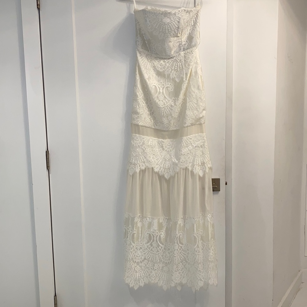 X by NBD white lace gown